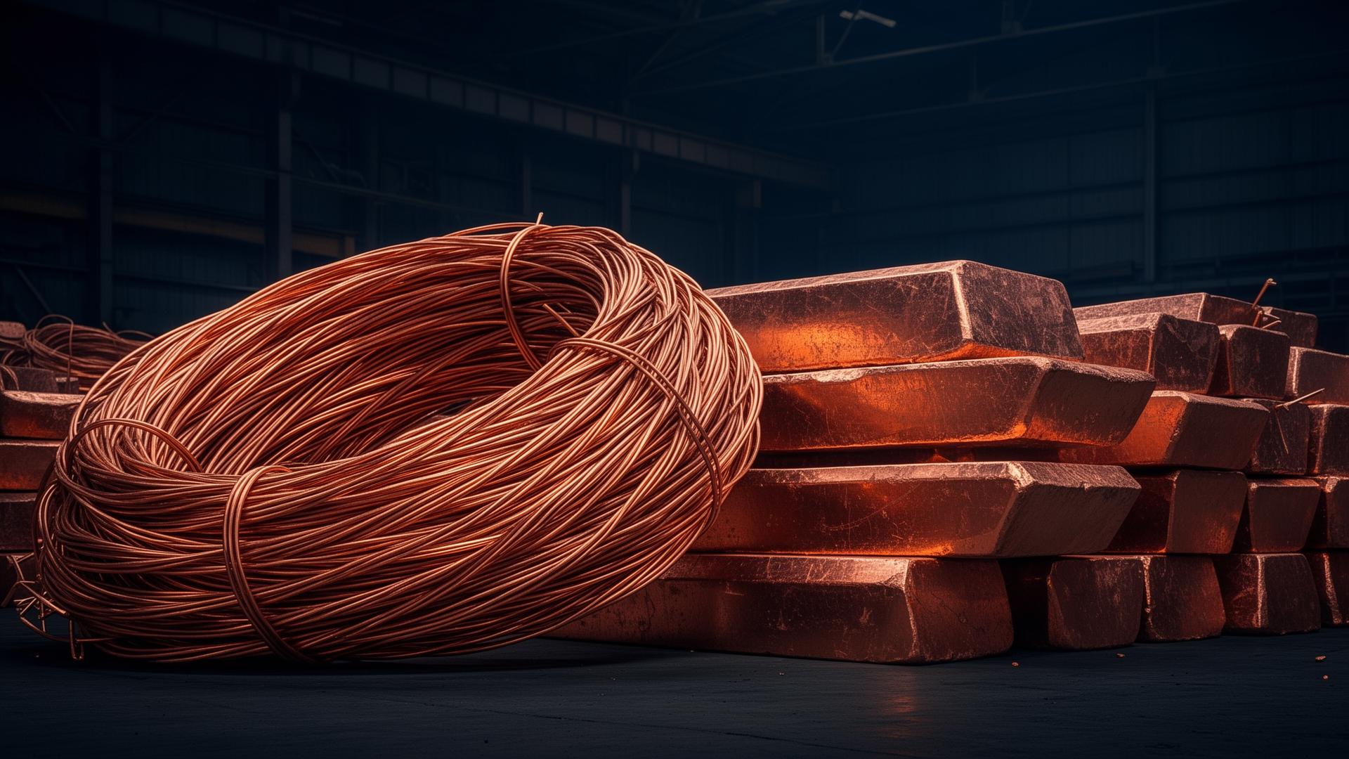 Premium copper warehouse with wire bundles and ingots